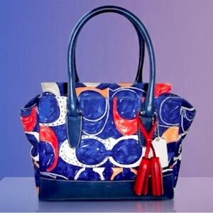 Coach Legacy Heritage Candace Carryall Satchel Bag 19951 - 2012 Blue Canvas EUC